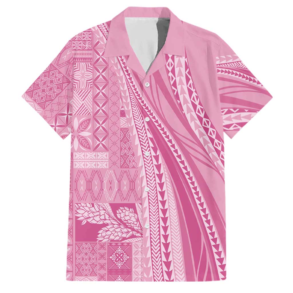 Pasifika Women's Day - Samoa Siapo Malu Tattoo Inspired Family Matching Summer Maxi Dress and Hawaiian Shirt Pink