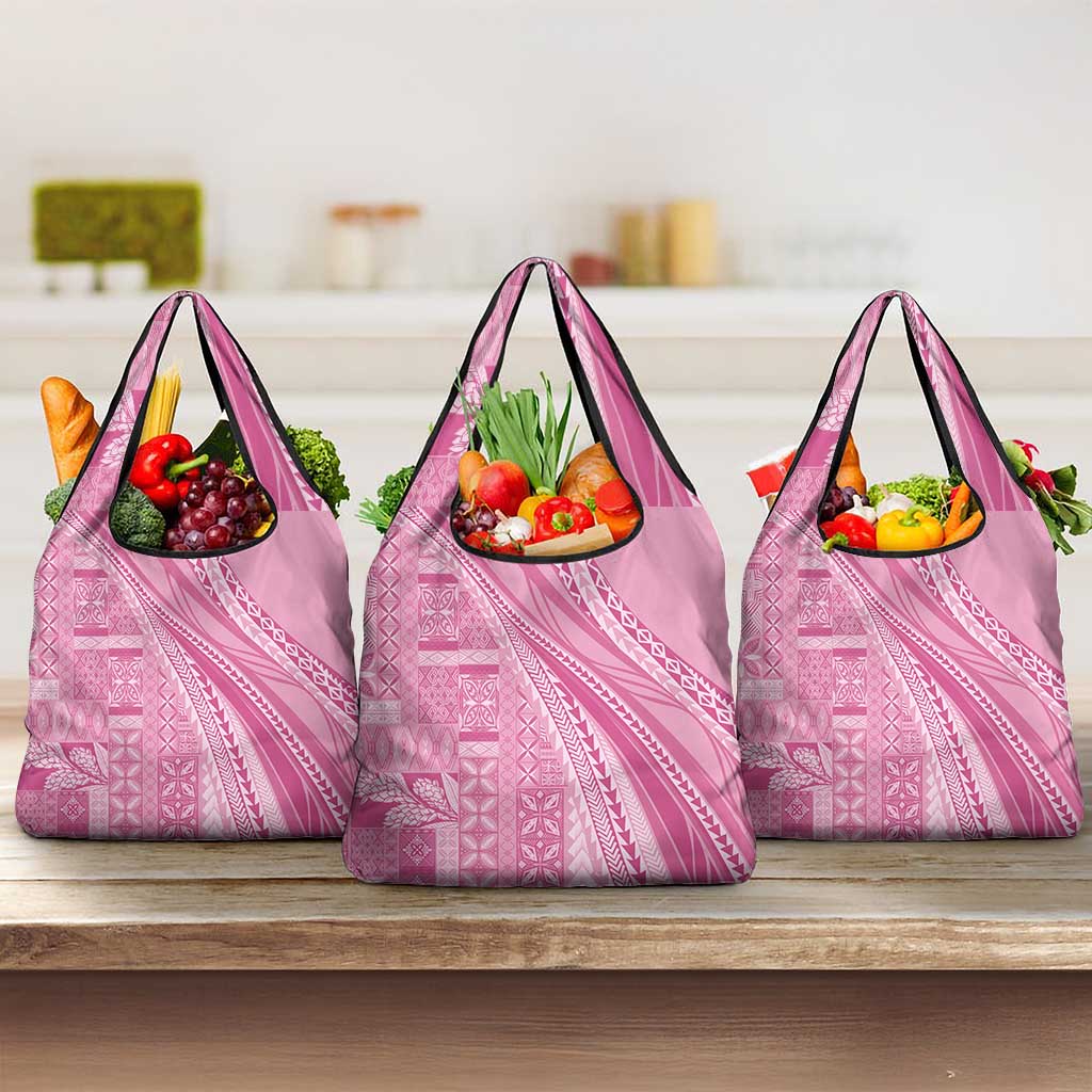 Pasifika Women's Day - Samoa Siapo Malu Tattoo Inspired Grocery Bag Pink