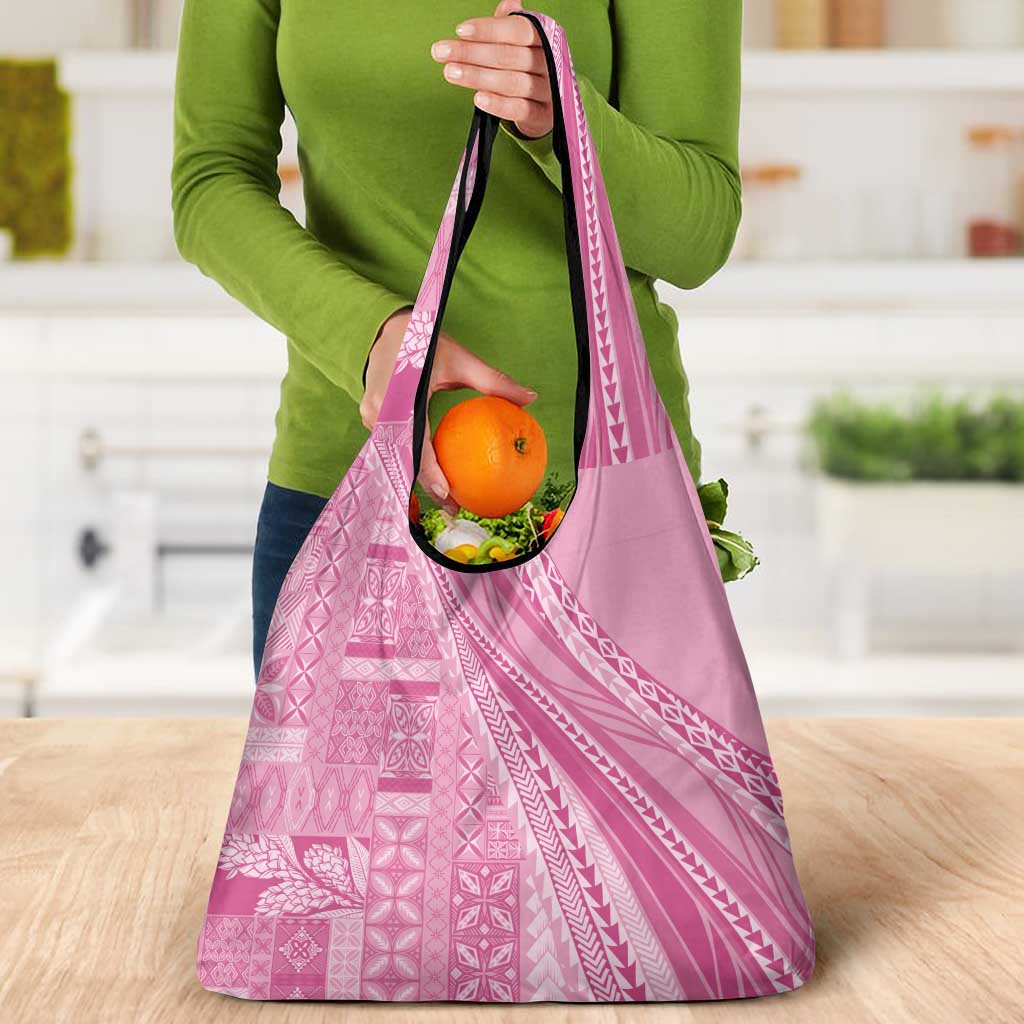 Pasifika Women's Day - Samoa Siapo Malu Tattoo Inspired Grocery Bag Pink