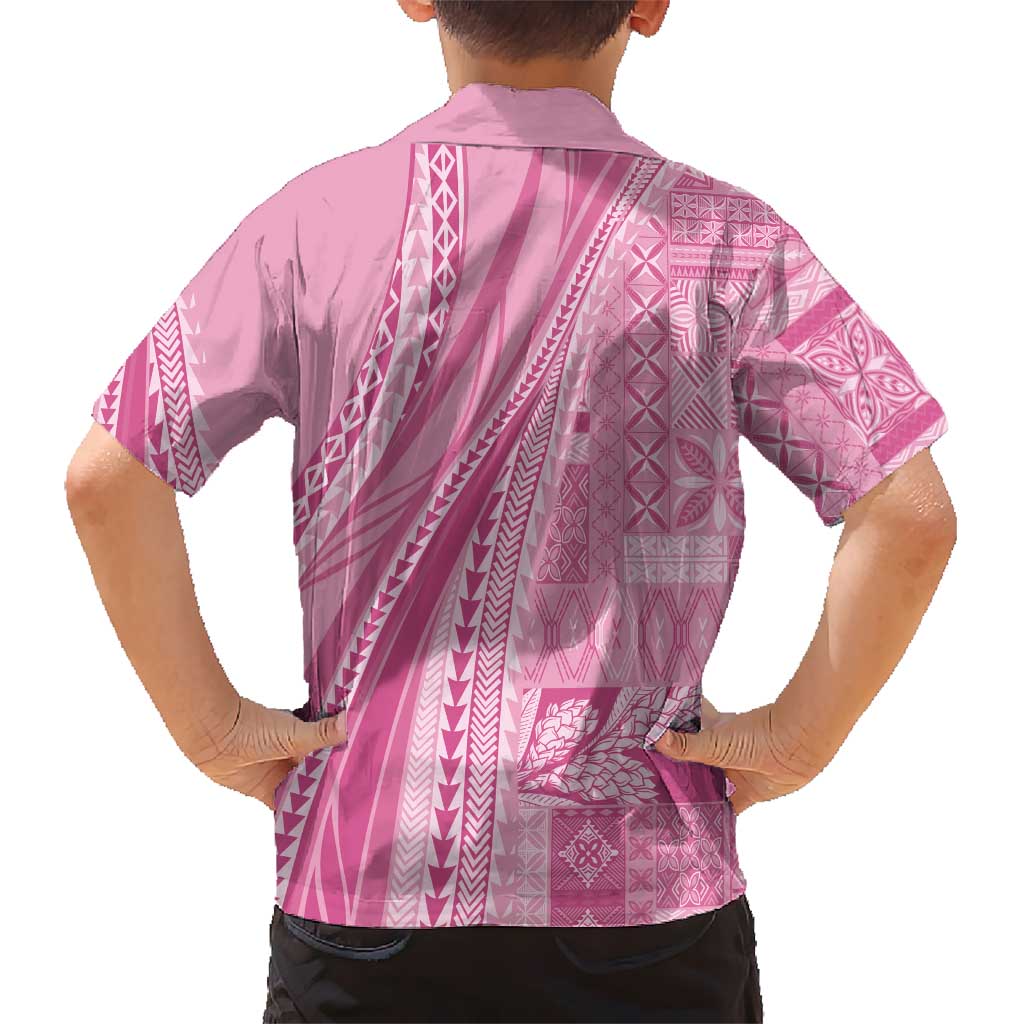 Pasifika Women's Day - Samoa Siapo Malu Tattoo Inspired Kid Hawaiian Shirt Pink