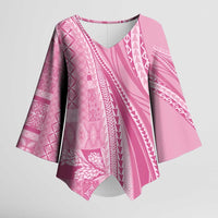 Pasifika Women's Day - Samoa Siapo Malu Tattoo Inspired Kimono Sleeve Blouse Pink