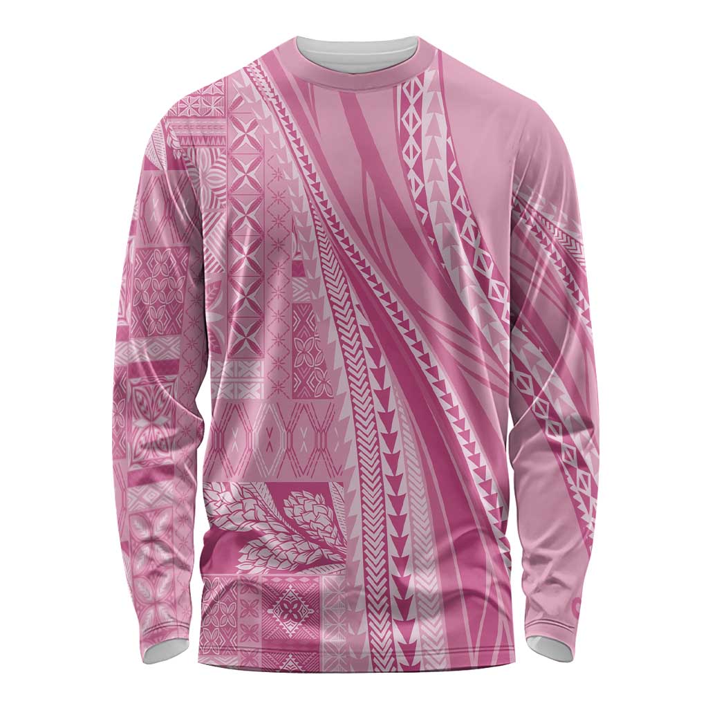 Pasifika Women's Day - Samoa Siapo Malu Tattoo Inspired Long Sleeve Shirt Pink