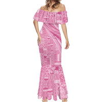 Pasifika Women's Day - Samoa Siapo Malu Tattoo Inspired Mermaid Dress Pink