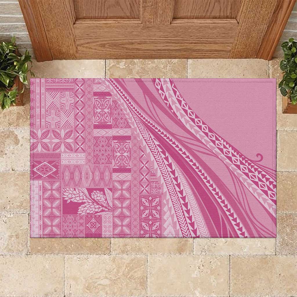 Pasifika Women's Day - Samoa Siapo Malu Tattoo Inspired Rubber Doormat Pink
