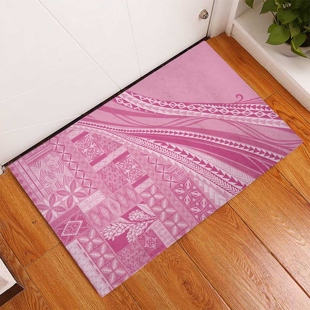 Pasifika Women's Day - Samoa Siapo Malu Tattoo Inspired Rubber Doormat Pink