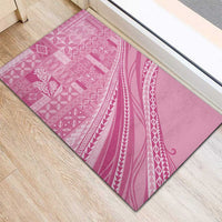 Pasifika Women's Day - Samoa Siapo Malu Tattoo Inspired Rubber Doormat Pink