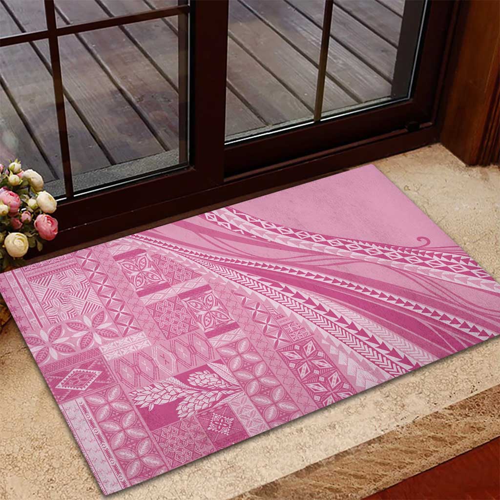 Pasifika Women's Day - Samoa Siapo Malu Tattoo Inspired Rubber Doormat Pink
