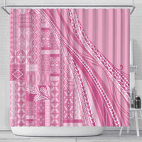 Pasifika Women's Day - Samoa Siapo Malu Tattoo Inspired Shower Curtain Pink