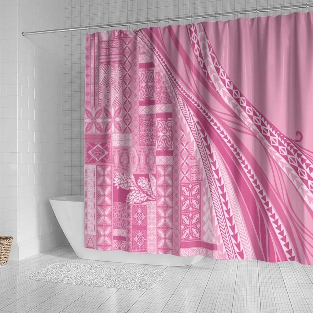 Pasifika Women's Day - Samoa Siapo Malu Tattoo Inspired Shower Curtain Pink