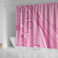 Pasifika Women's Day - Samoa Siapo Malu Tattoo Inspired Shower Curtain Pink