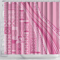 Pasifika Women's Day - Samoa Siapo Malu Tattoo Inspired Shower Curtain Pink