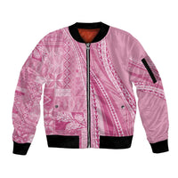 Pasifika Women's Day - Samoa Siapo Malu Tattoo Inspired Sleeve Zip Bomber Jacket Pink