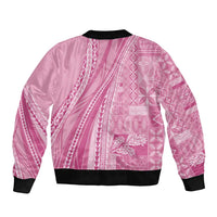 Pasifika Women's Day - Samoa Siapo Malu Tattoo Inspired Sleeve Zip Bomber Jacket Pink