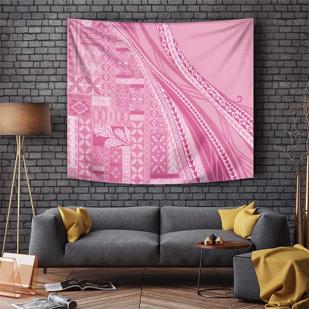 Pasifika Women's Day - Samoa Siapo Malu Tattoo Inspired Tapestry Pink