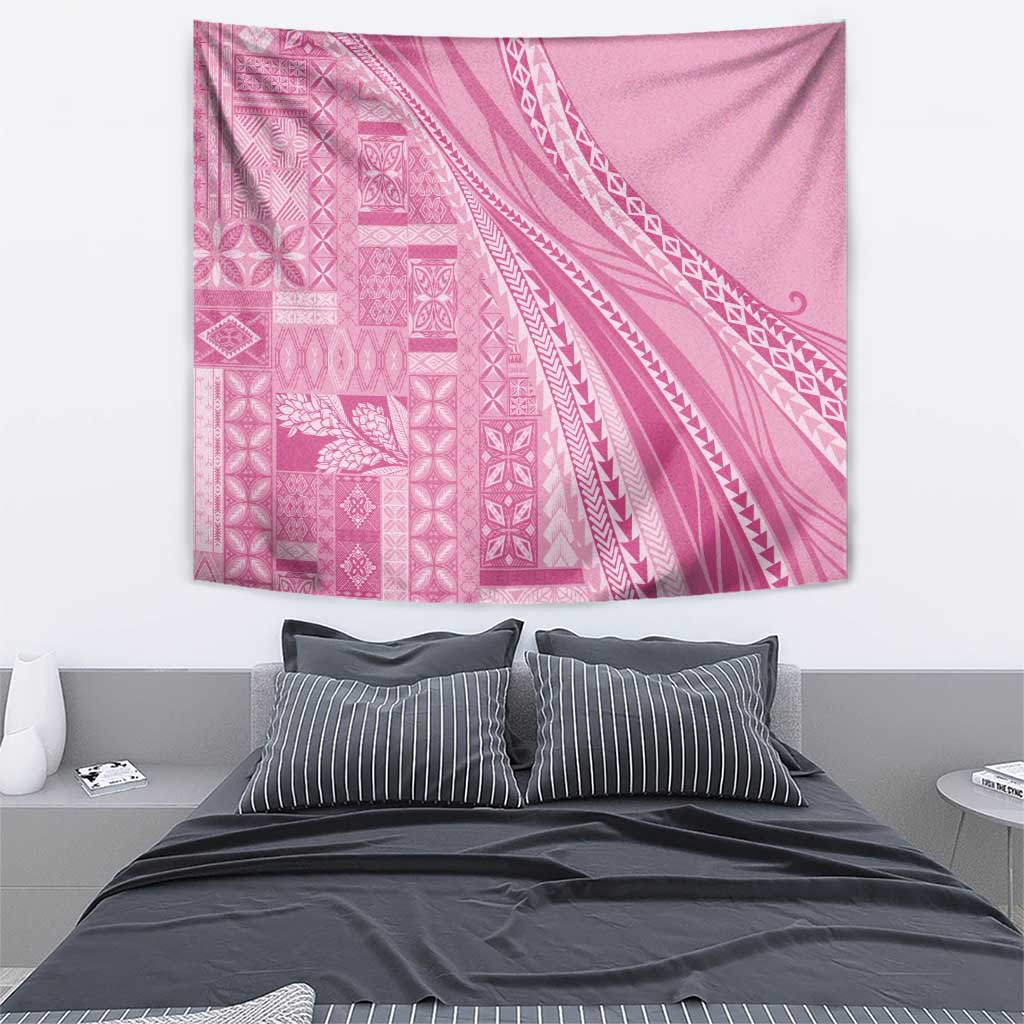 Pasifika Women's Day - Samoa Siapo Malu Tattoo Inspired Tapestry Pink