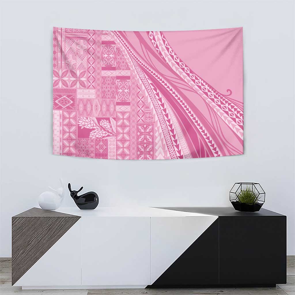 Pasifika Women's Day - Samoa Siapo Malu Tattoo Inspired Tapestry Pink