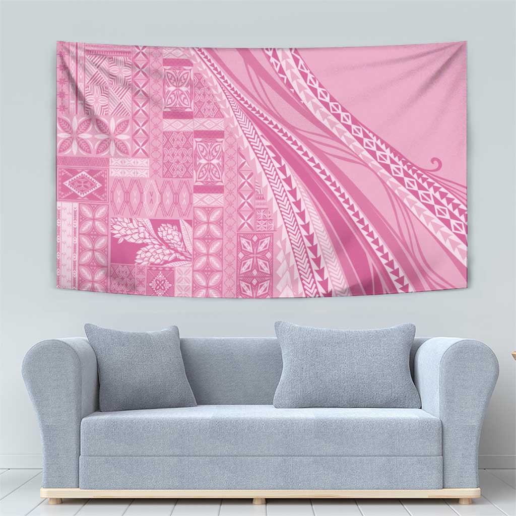 Pasifika Women's Day - Samoa Siapo Malu Tattoo Inspired Tapestry Pink