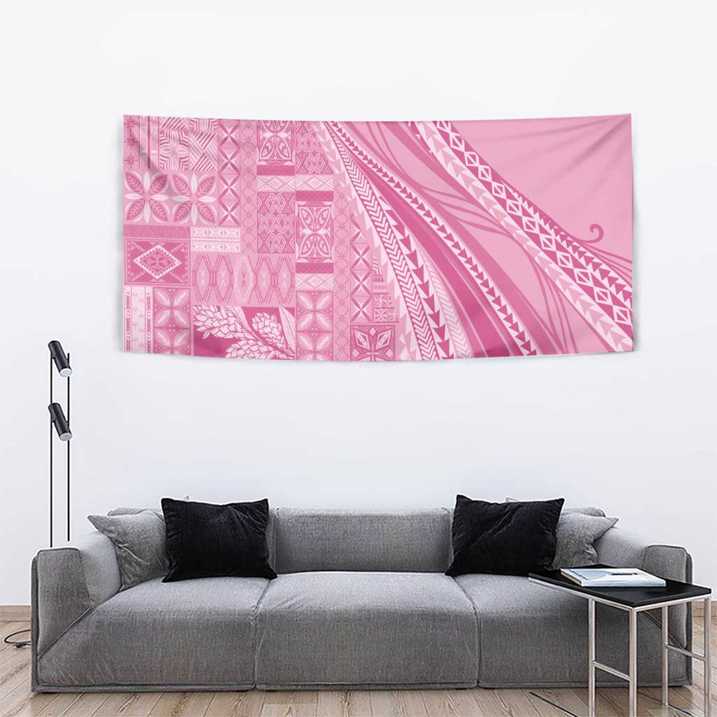 Pasifika Women's Day - Samoa Siapo Malu Tattoo Inspired Tapestry Pink