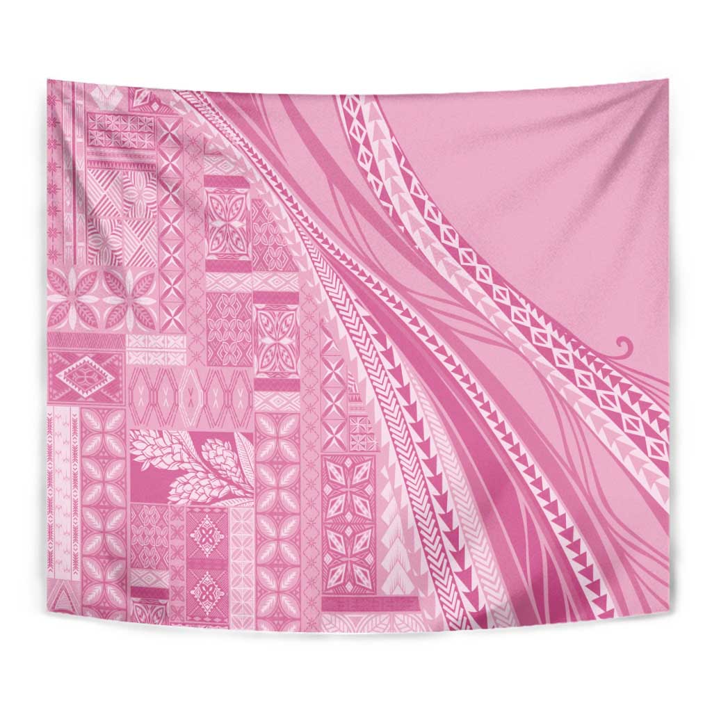 Pasifika Women's Day - Samoa Siapo Malu Tattoo Inspired Tapestry Pink