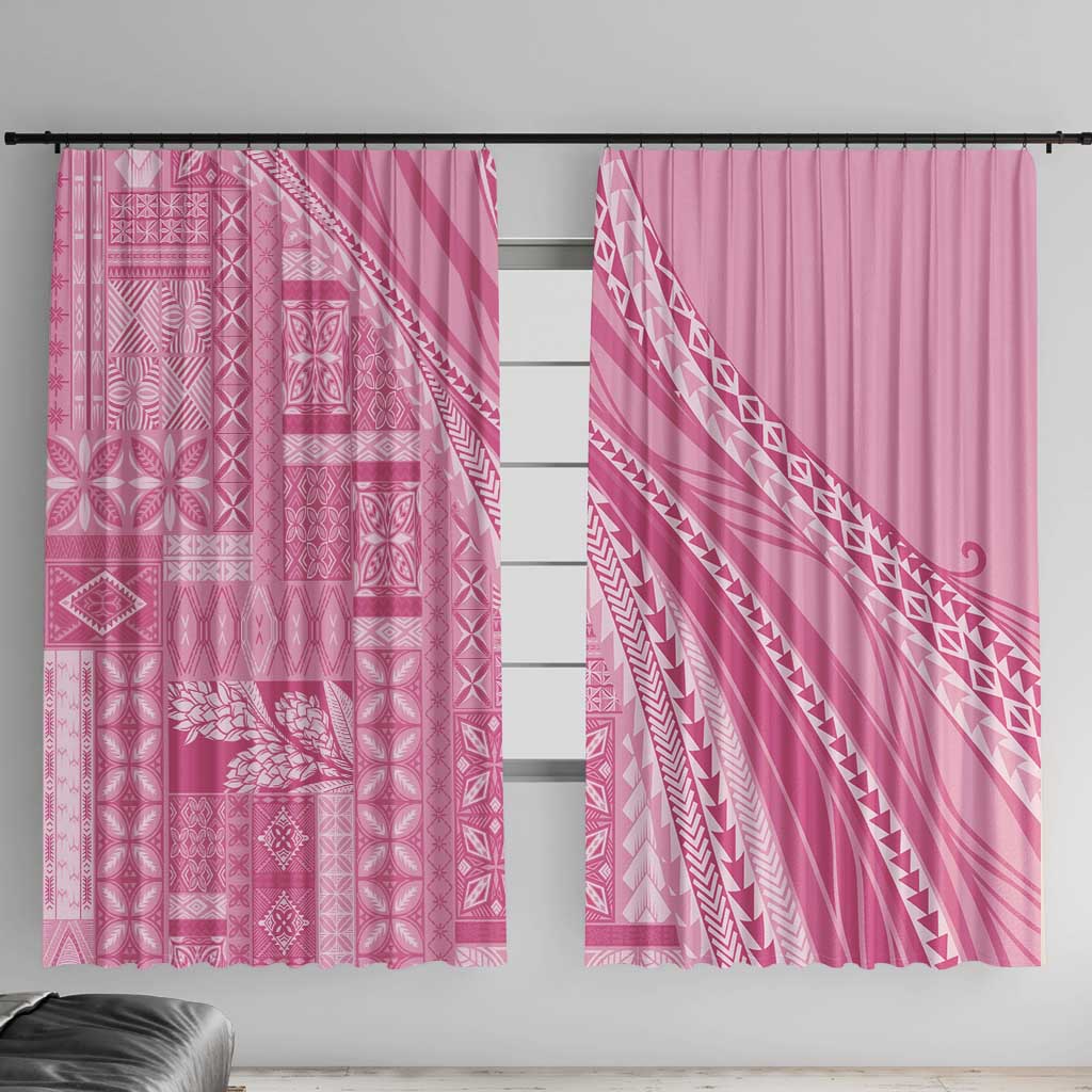 Pasifika Women's Day - Samoa Siapo Malu Tattoo Inspired Window Curtain Pink