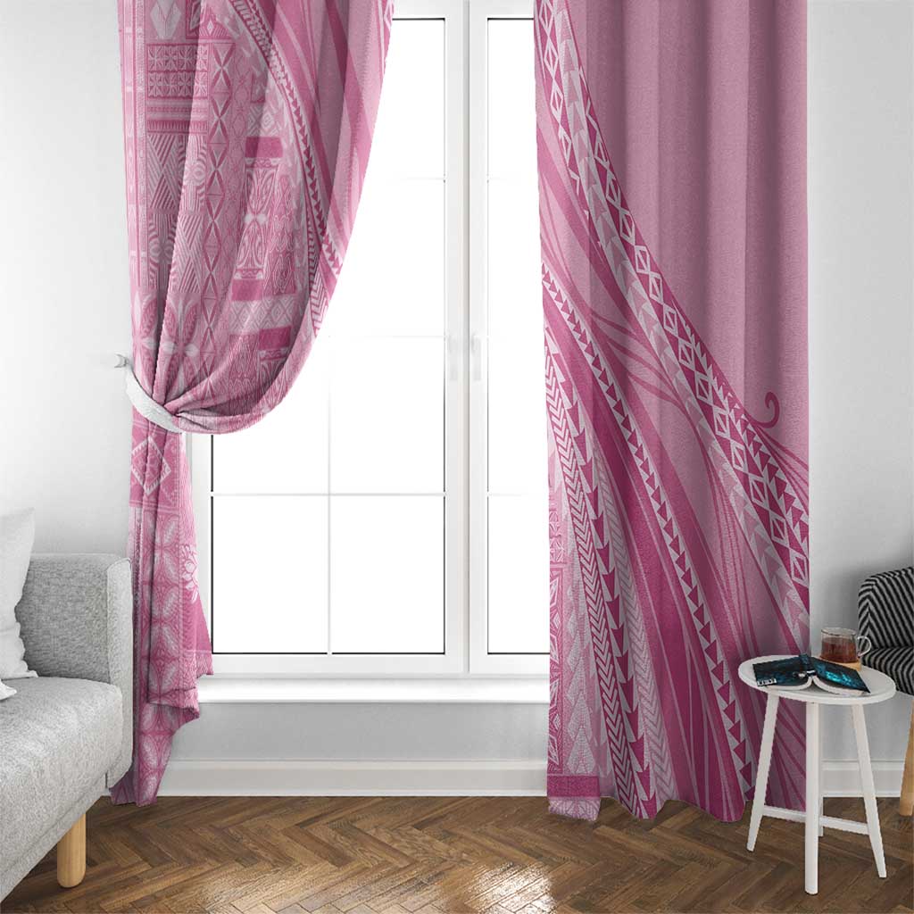 Pasifika Women's Day - Samoa Siapo Malu Tattoo Inspired Window Curtain Pink