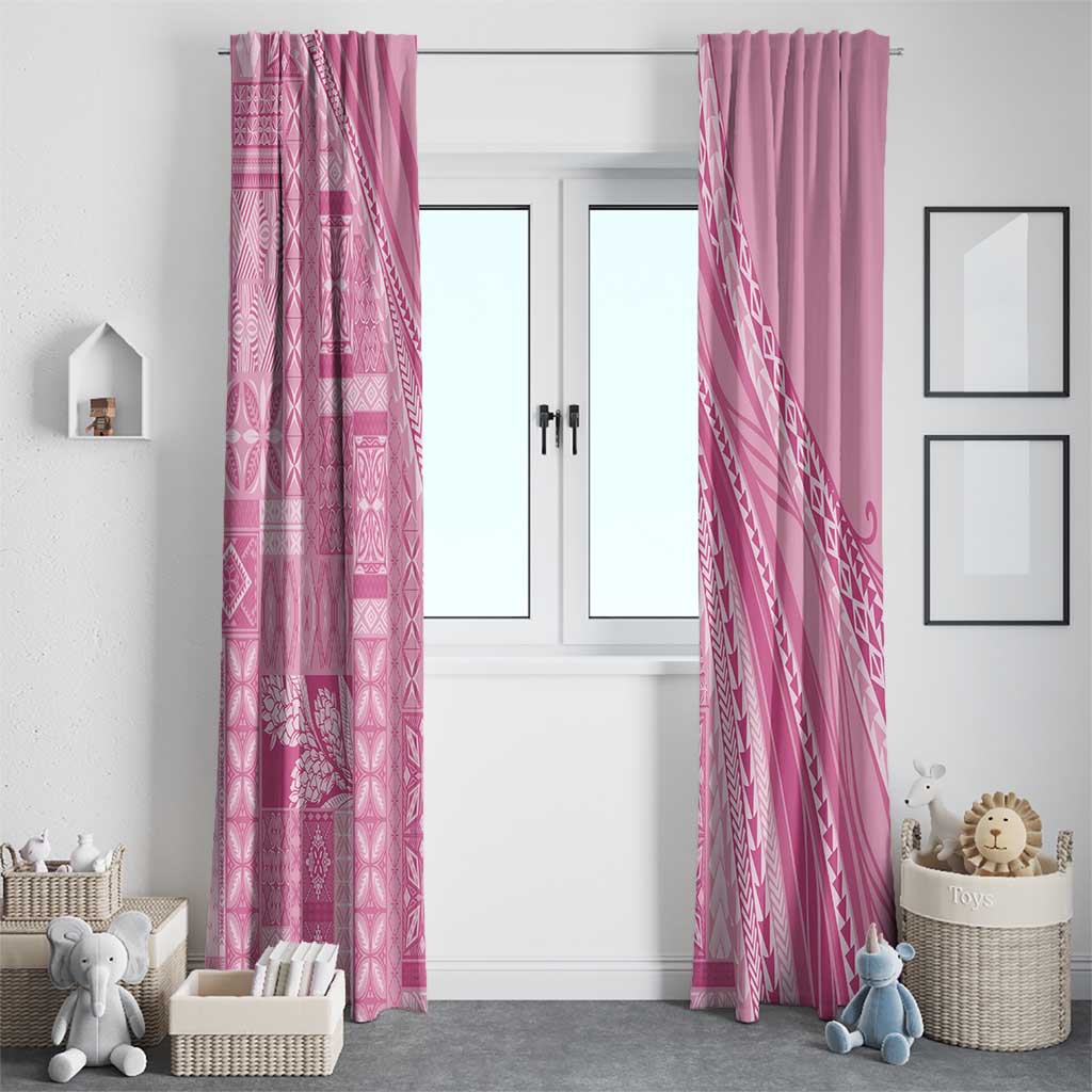 Pasifika Women's Day - Samoa Siapo Malu Tattoo Inspired Window Curtain Pink