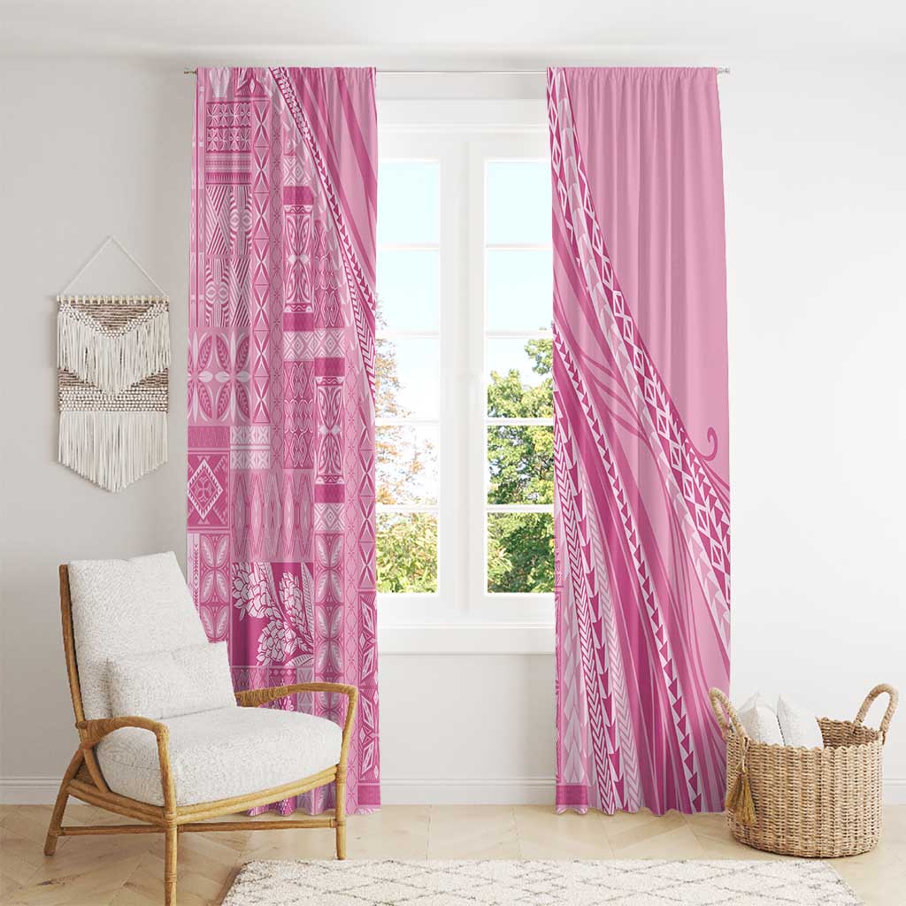 Pasifika Women's Day - Samoa Siapo Malu Tattoo Inspired Window Curtain Pink