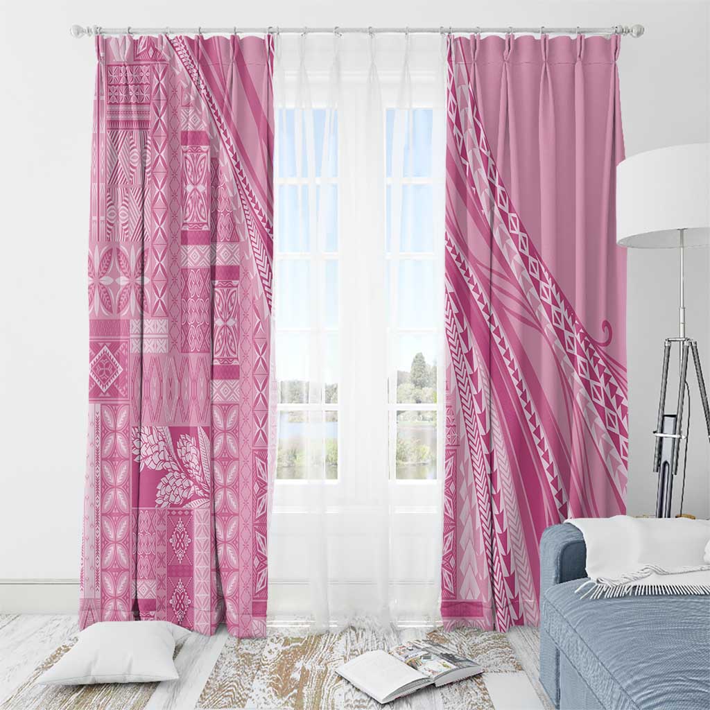 Pasifika Women's Day - Samoa Siapo Malu Tattoo Inspired Window Curtain Pink
