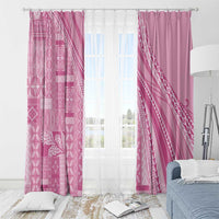 Pasifika Women's Day - Samoa Siapo Malu Tattoo Inspired Window Curtain Pink