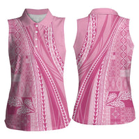 Pasifika Women's Day - Samoa Siapo Malu Tattoo Inspired Women Sleeveless Polo Shirt Pink LT7 - Polynesian Pride