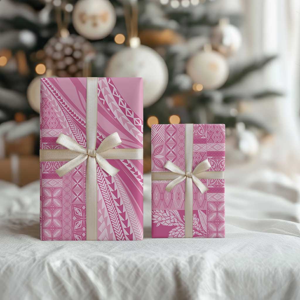 Pasifika Women's Day - Samoa Siapo Malu Tattoo Inspired Wrapping Paper Pink