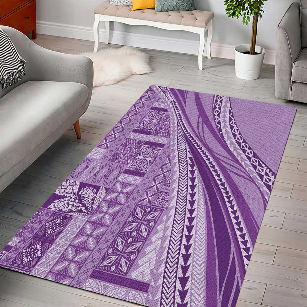 Pasifika Women's Day - Samoa Siapo Malu Tattoo Inspired Area Rug Lavender