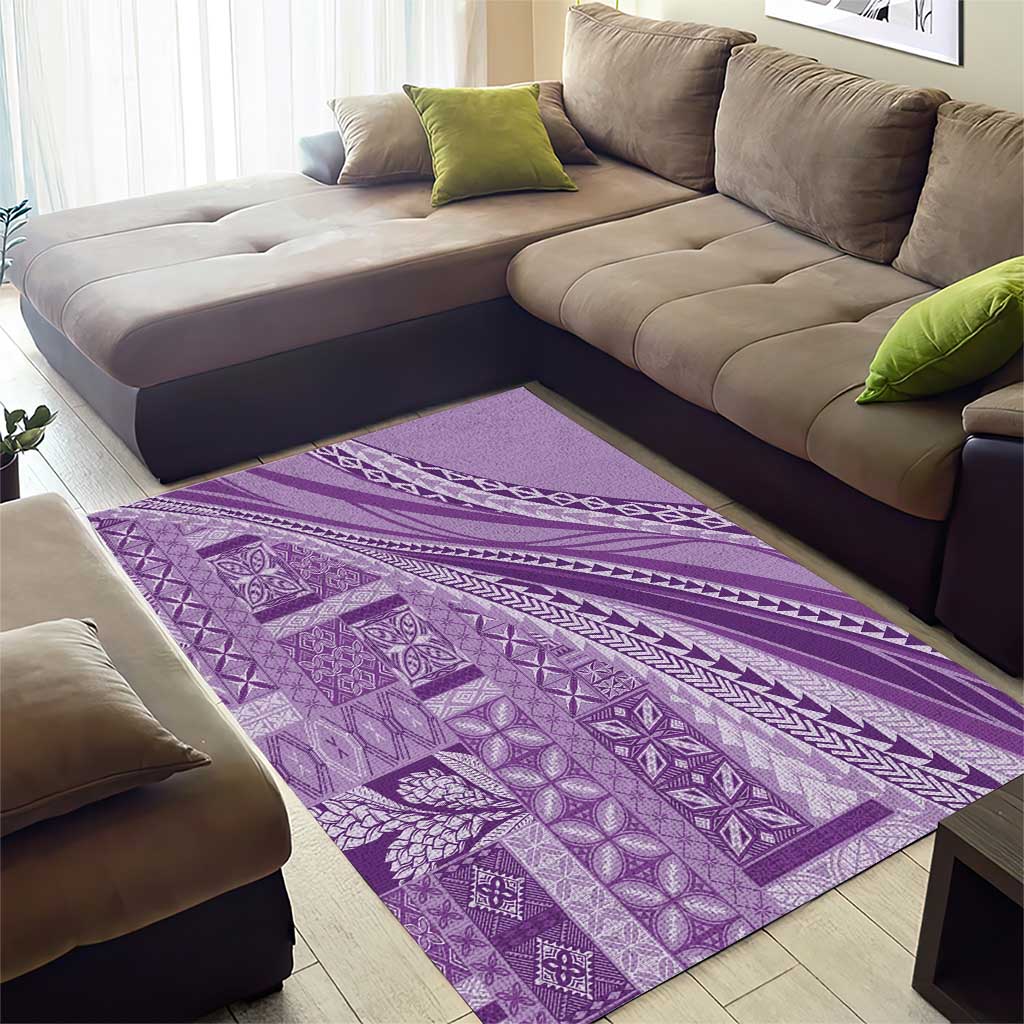 Pasifika Women's Day - Samoa Siapo Malu Tattoo Inspired Area Rug Lavender