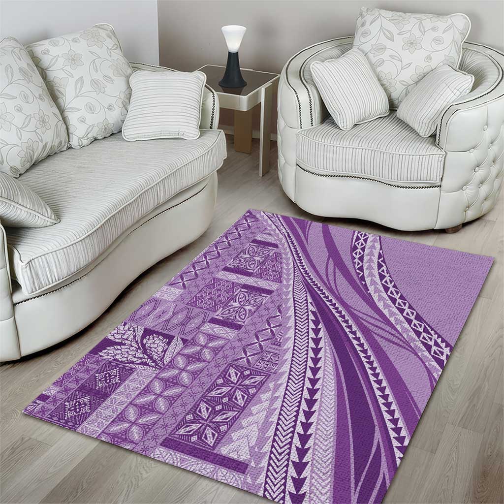 Pasifika Women's Day - Samoa Siapo Malu Tattoo Inspired Area Rug Lavender