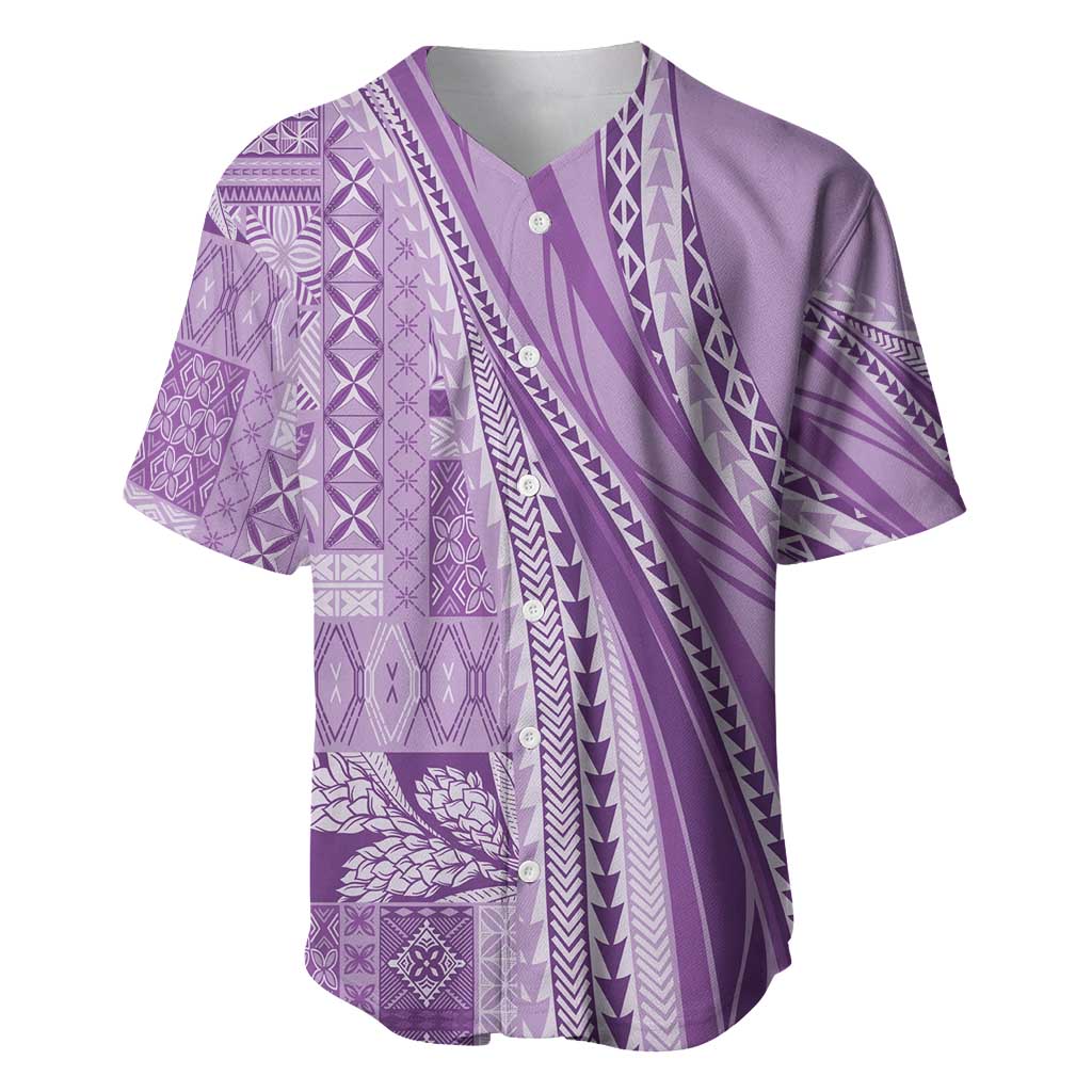 Pasifika Women's Day - Samoa Siapo Malu Tattoo Inspired Baseball Jersey Lavender