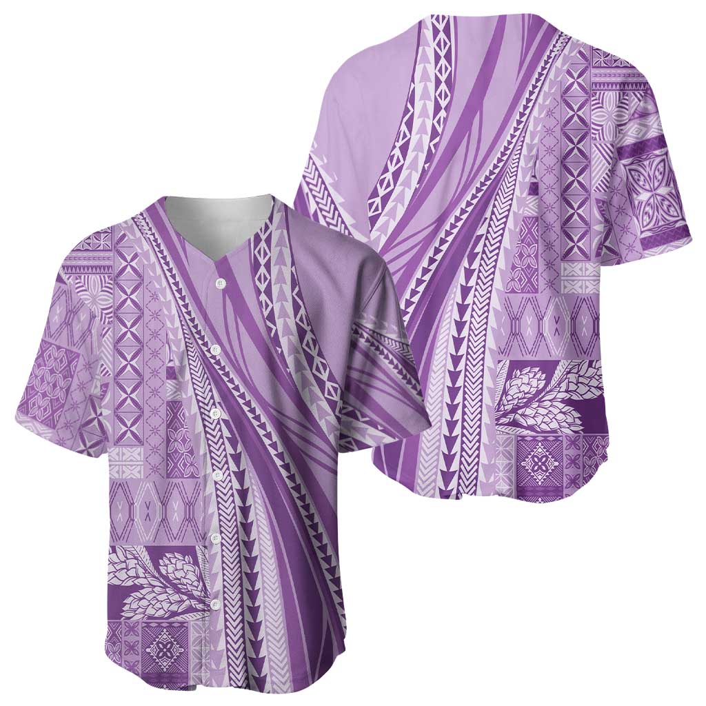 Pasifika Women's Day - Samoa Siapo Malu Tattoo Inspired Baseball Jersey Lavender