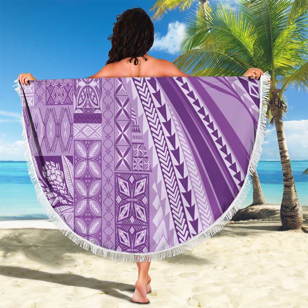 Pasifika Women's Day - Samoa Siapo Malu Tattoo Inspired Beach Blanket Lavender