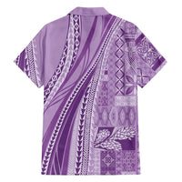 Pasifika Women's Day - Samoa Siapo Malu Tattoo Inspired Family Matching Long Sleeve Bodycon Dress and Hawaiian Shirt Lavender