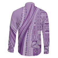 Pasifika Women's Day - Samoa Siapo Malu Tattoo Inspired Family Matching Long Sleeve Bodycon Dress and Hawaiian Shirt Lavender
