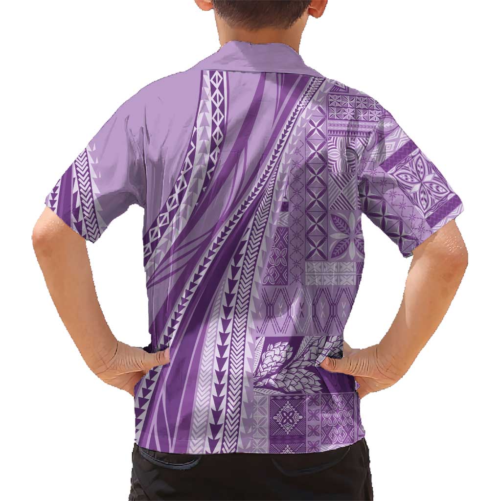 Pasifika Women's Day - Samoa Siapo Malu Tattoo Inspired Family Matching Puletasi and Hawaiian Shirt Lavender LT7 - Polynesian Pride