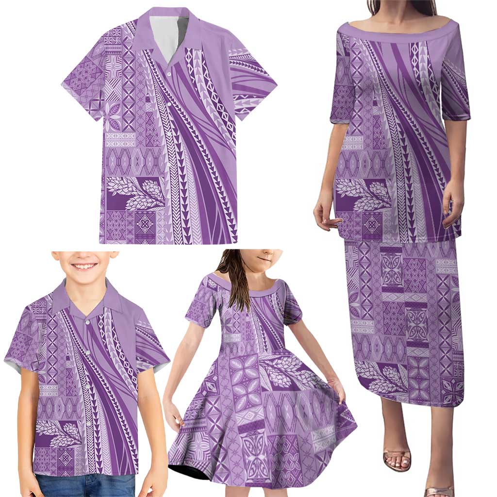 Pasifika Women's Day - Samoa Siapo Malu Tattoo Inspired Family Matching Puletasi and Hawaiian Shirt Lavender LT7 - Polynesian Pride