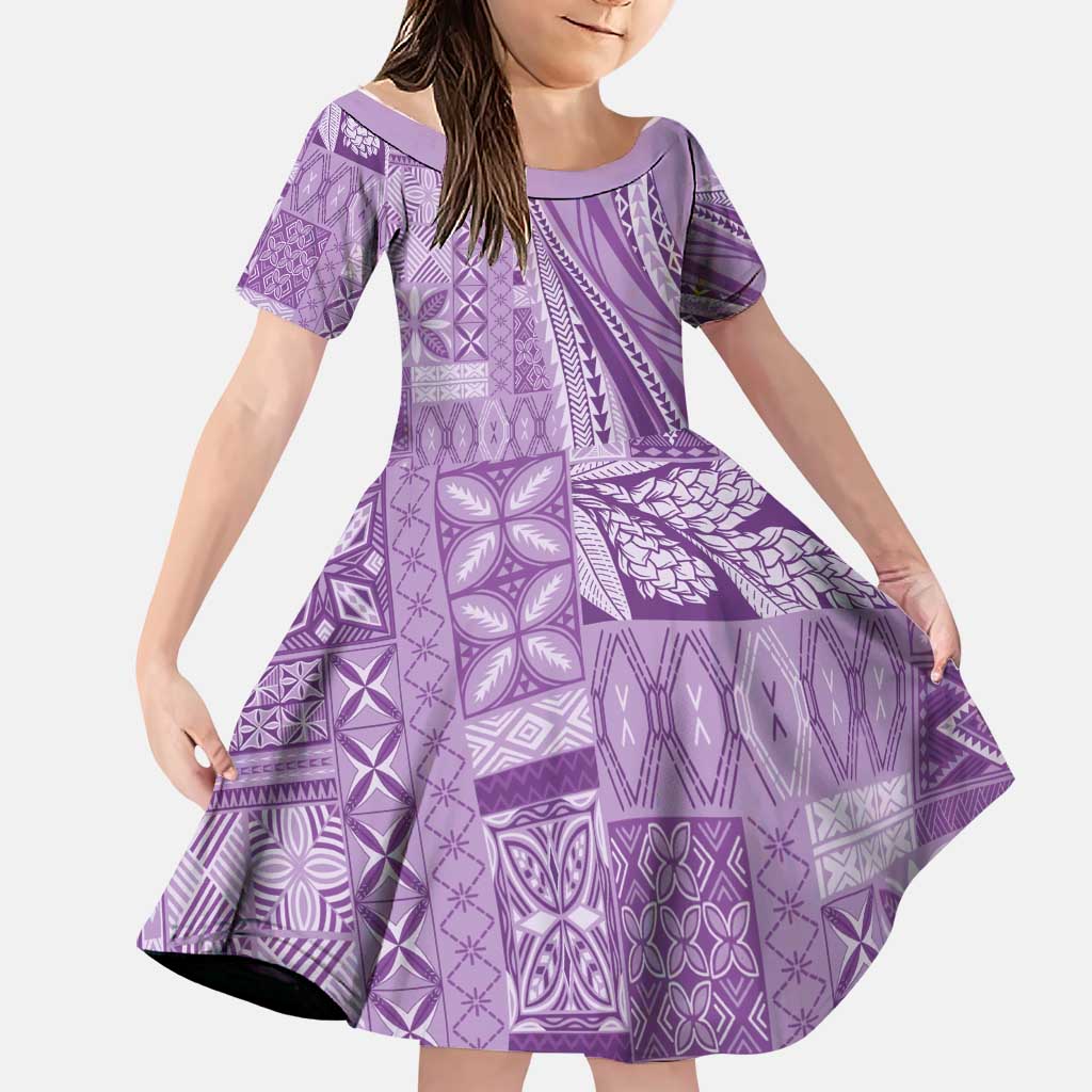 Pasifika Women's Day - Samoa Siapo Malu Tattoo Inspired Family Matching Summer Maxi Dress and Hawaiian Shirt Lavender