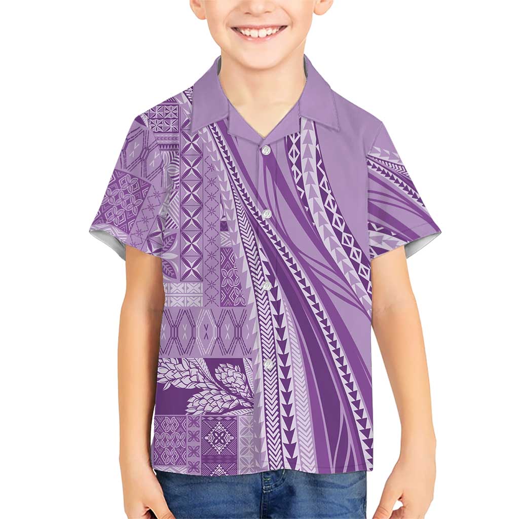Pasifika Women's Day - Samoa Siapo Malu Tattoo Inspired Family Matching Summer Maxi Dress and Hawaiian Shirt Lavender