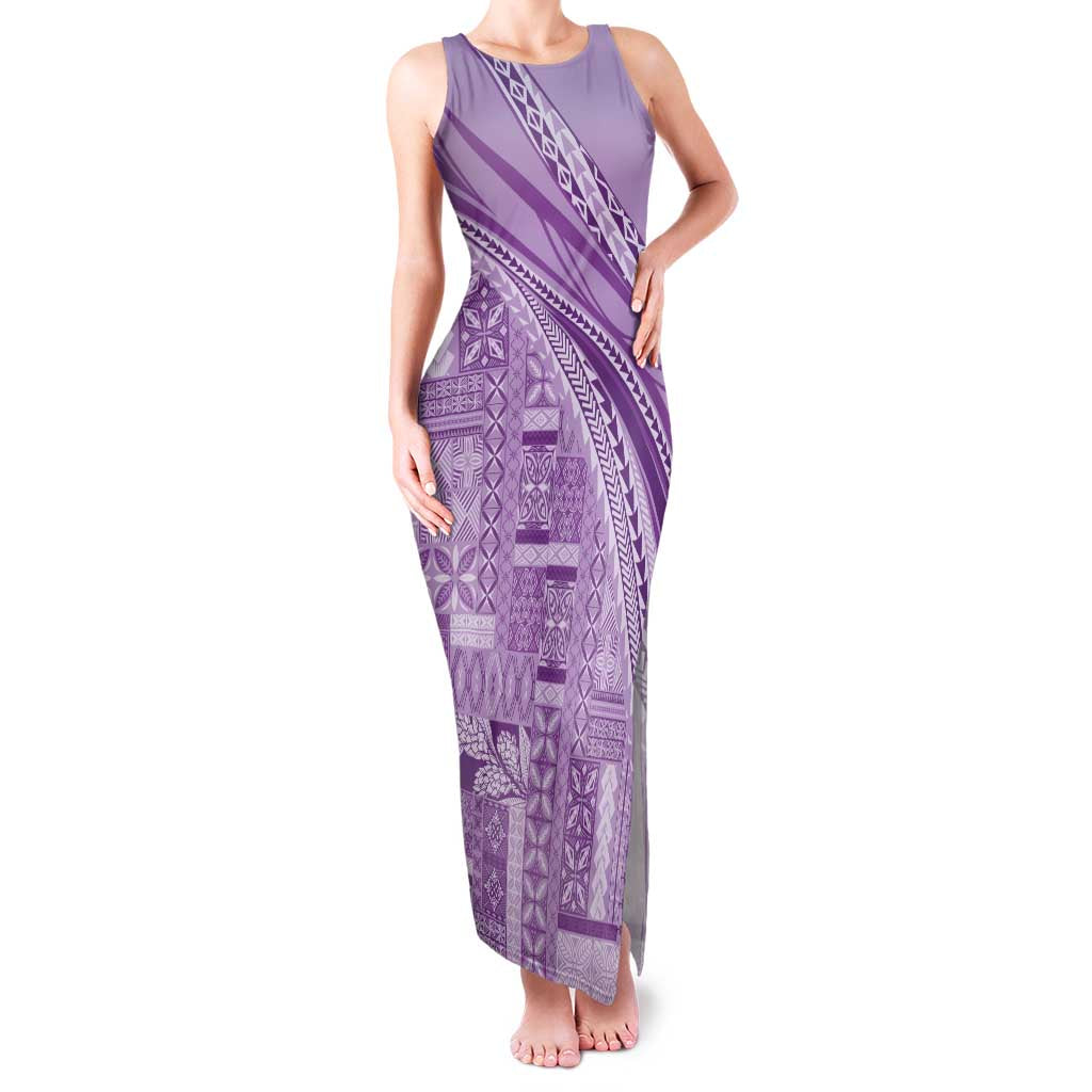 Pasifika Women's Day - Samoa Siapo Malu Tattoo Inspired Family Matching Tank Maxi Dress and Hawaiian Shirt Lavender