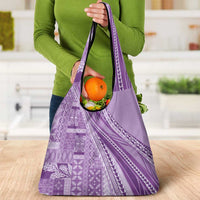 Pasifika Women's Day - Samoa Siapo Malu Tattoo Inspired Grocery Bag Lavender