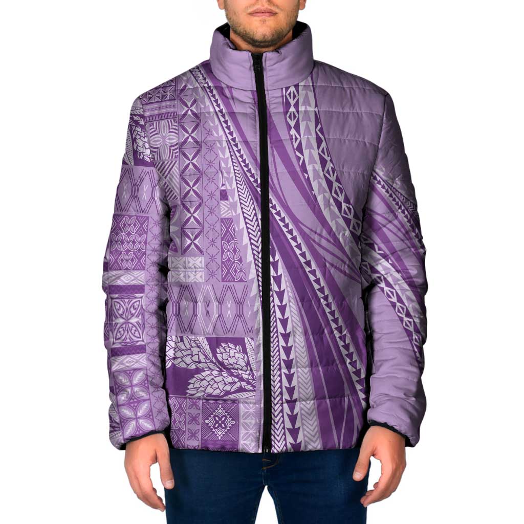 Pasifika Women's Day - Samoa Siapo Malu Tattoo Inspired Padded Jacket Lavender
