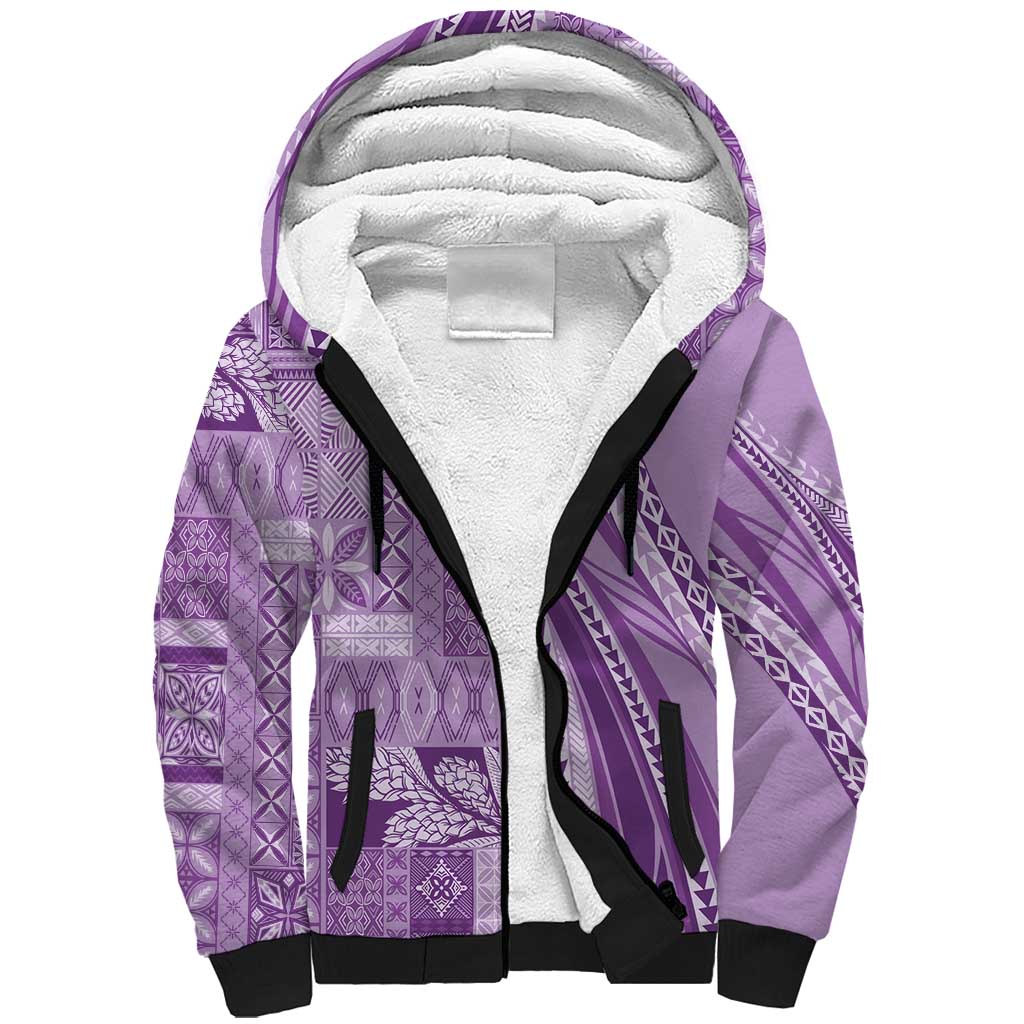 Pasifika Women's Day - Samoa Siapo Malu Tattoo Inspired Sherpa Hoodie Lavender LT7 Unisex Lavender - Polynesian Pride