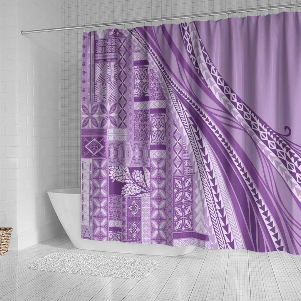Pasifika Women's Day - Samoa Siapo Malu Tattoo Inspired Shower Curtain Lavender