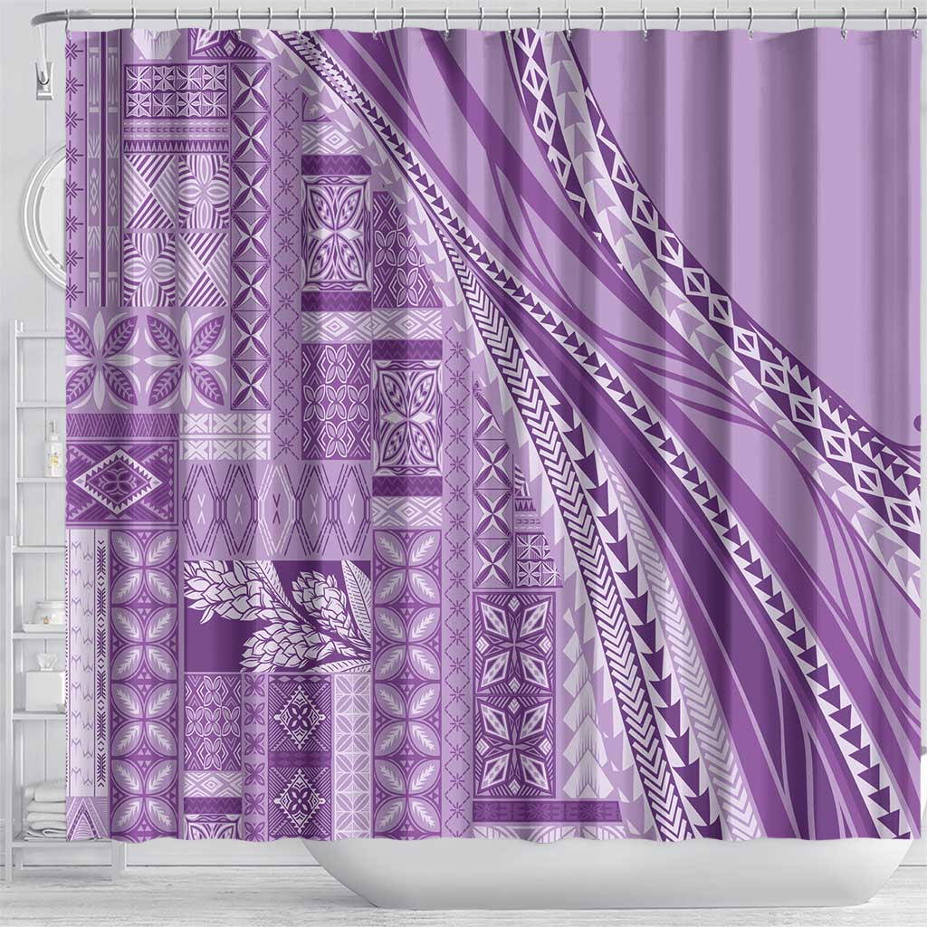Pasifika Women's Day - Samoa Siapo Malu Tattoo Inspired Shower Curtain Lavender