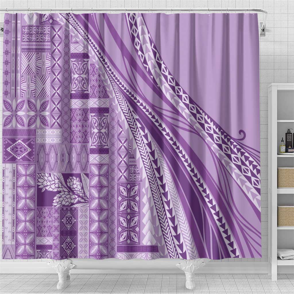 Pasifika Women's Day - Samoa Siapo Malu Tattoo Inspired Shower Curtain Lavender